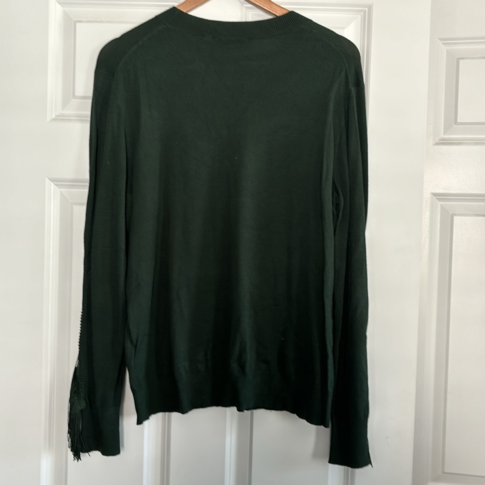 Ted Baker London Aniebal Dark Green Fringe Sweater Crew Neck Size 3 (6-8 US) - Picture 6 of 14